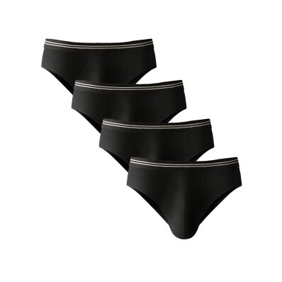 Súprava 4 čiernych slipov s pruhovaným pásom