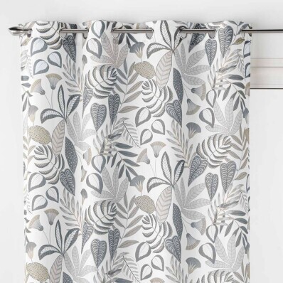 Záves s očkami a rastlinnou potlačou