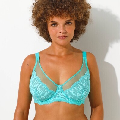 Zestaw 2 biustonoszy termokurczliwych z tiulu i koronki, z fiszbinami