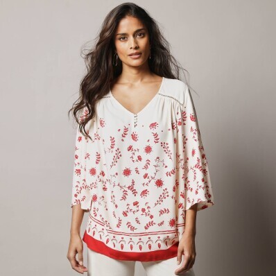 Tunika s 3/4 rukávmi a potlačou