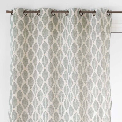 Záves s očkami, potlačou listov a metalickými detailmi