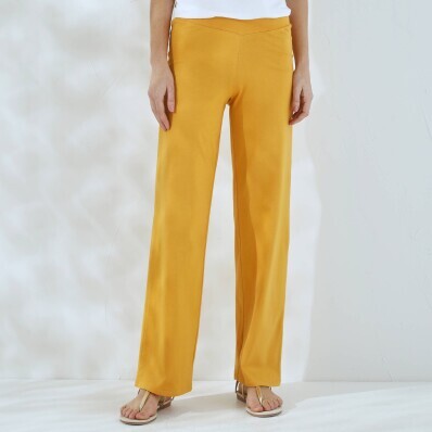 Široké žerzejové kalhoty s pružným pasem