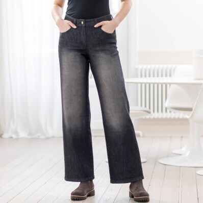 Spodnie jeansowe z szerokimi nogawkami i 5 kieszeniami