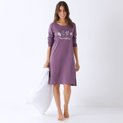 Noční košile s krátkými rukávy a potiskem Flowers