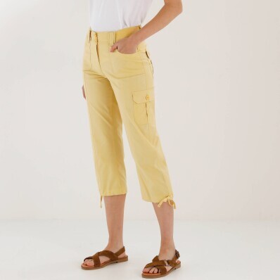 3/4 plátěné kalhoty s pružným úpletovým pasem