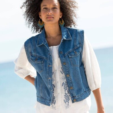 Džínsová vesta na gombíky