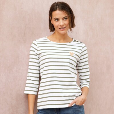 Pruhované tričko s výšivkou srdce, bio bavlna