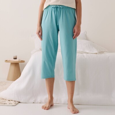 Spodnie piżamowe 3/4 gładkie ze ściągaczem