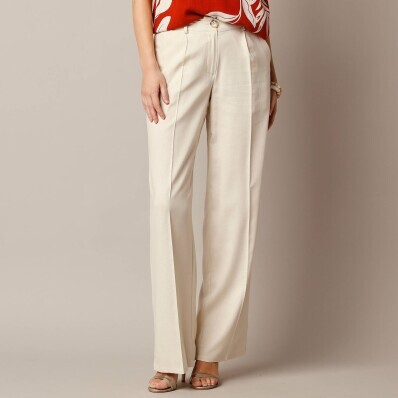 Pantaloni largi, aerisiți, din amestec de in