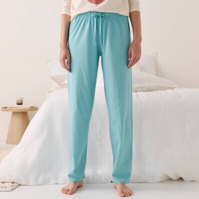 Jednokolorowe spodnie piżamowe ze ściągaczem
