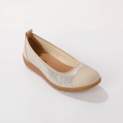 Skórzane baleriny z elastycznymi wstawkami