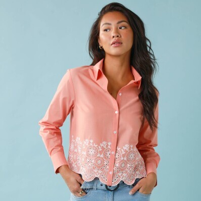 Bluzka w jednolitym kolorze z haftem Madeira, idealna na drobniejszą sylwetkę