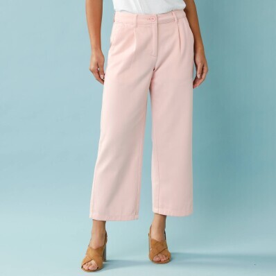 Szerokie spodnie twill 7/8 dla osób o drobniejszej sylwetce