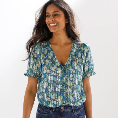 Вуаль-блузка з ґудзиками, принтована