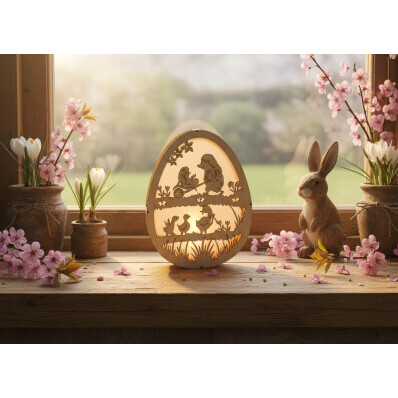 LED dekorační vyřezávané vajíčko Husy