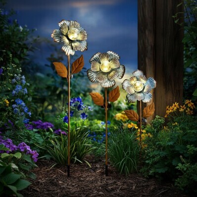Solární zahradní zápichy Květinové trio, sada 3 ks