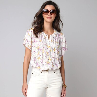 Bluzka koszulowa z kwiatowym nadrukiem
