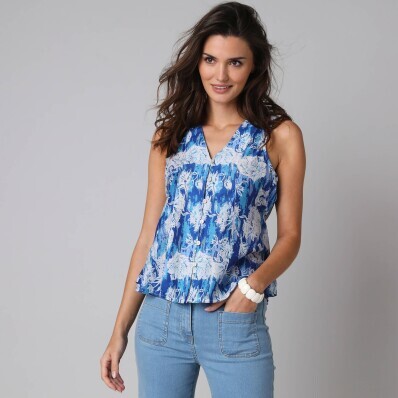 Halenka bez rukávů, s potiskem květin