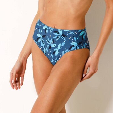 Plavkové maxi nohavičky Lokia s potlačou