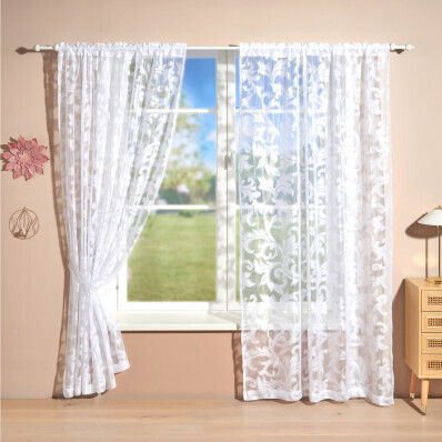 2-dílná záclona s pásky na zavázání