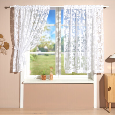 2-dílná záclona s pásky na zavázání