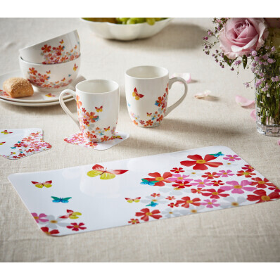 6 prostírání + 6 podtácků Motýli Basilico