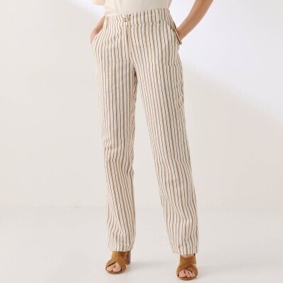 Légies, csíkos chino nadrág pamut-len keverékből