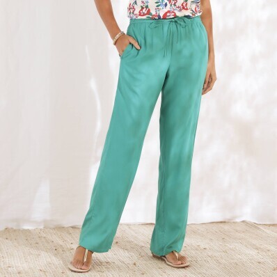 Jednofarebné široké nohavice s pružným pásom