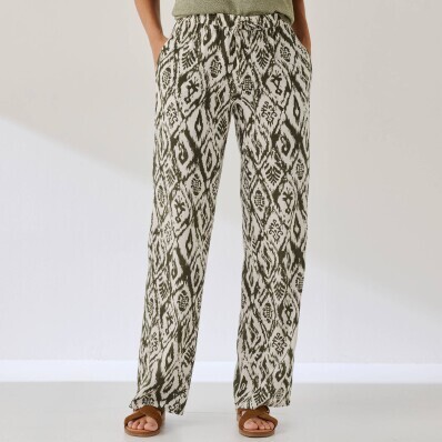 Široké nohavice s potlačou a pružným pásom