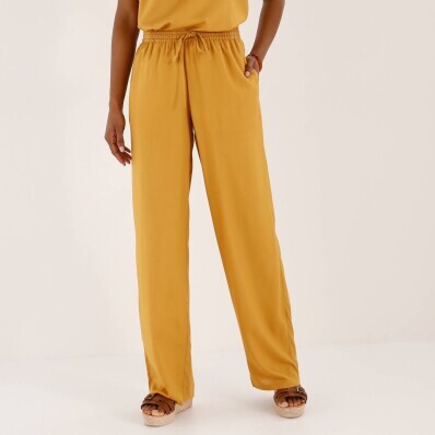 Széles nadrág rugalmas derékkal egyszín