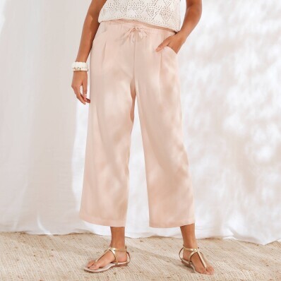 Spodnie 7/8 z mieszanki wiskozy i lnu