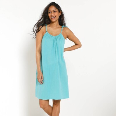 Muślinowa sukienka z wiązanymi ramiączkami