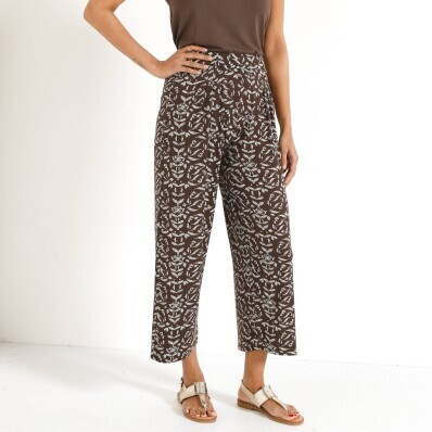 Spodnie o szerokości 7/8 z nadrukiem i gumką w pasie