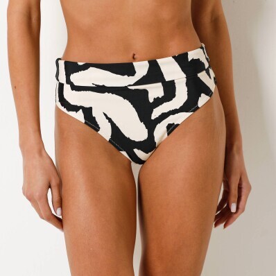 Majtki kąpielowe z regulowanym wysokim stanem i nadrukiem Navio