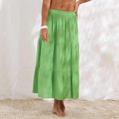 Mušelínová dlouhá volánová sukně