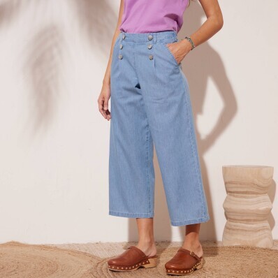 Široké 7/8 džíny s ozdobnými knoflíky