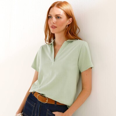 Tricou din jerseu cu guler