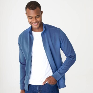 Hanorac cu fermoar din fleece periat, culoare uni