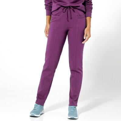 Pantaloni lungi din fleece de culoare uni