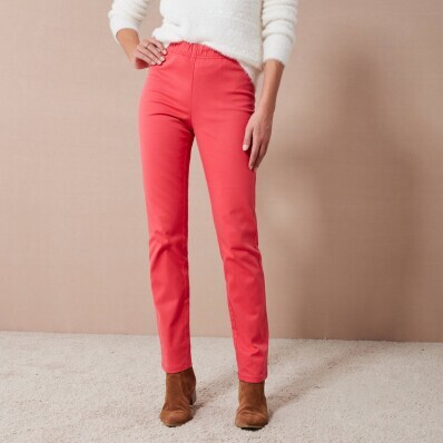 Jeggings cu talie elastică și efect de abdomen plat