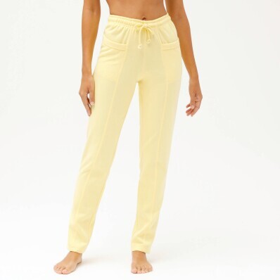 Pantaloni lungi din fleece de culoare uni