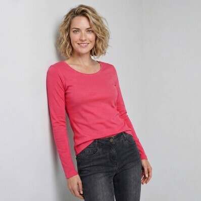 Tricou cu mânecă lungă, culoare uni, bumbac organic
