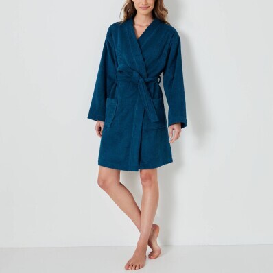 Halat de baie unisex scurt cu guler kimono