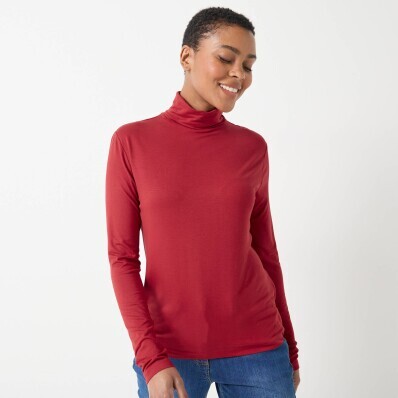 Tricou cu guler înalt din viscoză elastică