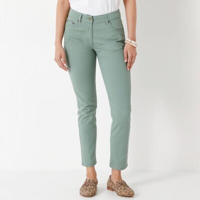Pantaloni slim 7/8 de culoare uni