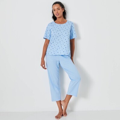 Pijamale cu pantaloni 3/4 și imprimeu floral