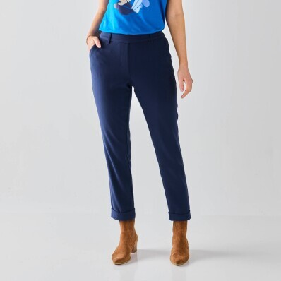 Pantaloni slim fit 7/8 de culoare uni