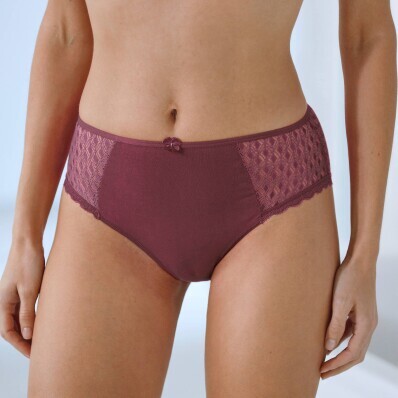 Komplet 2 jednokolorowych majtek maxi z bawełny i koronki Coria marki Confidence Lingerie