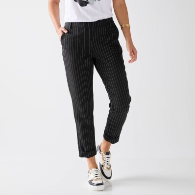 Pantaloni slim cu dungi 7/8