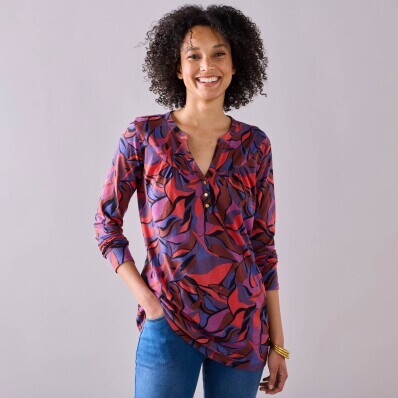 Tunika s dlouhými rukávy a potiskem květin